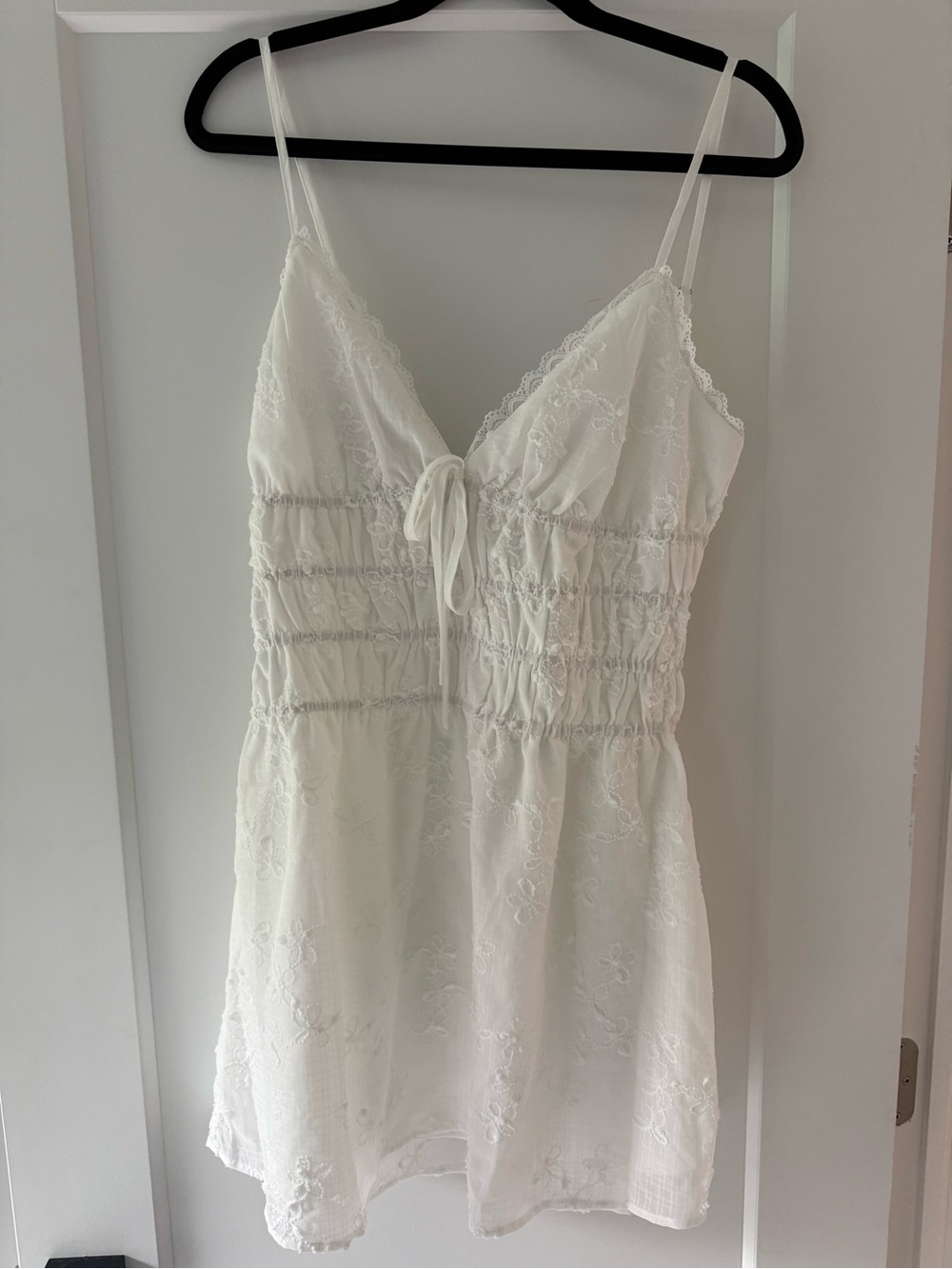 Princess Polly White Lace Smocked Mini Dress